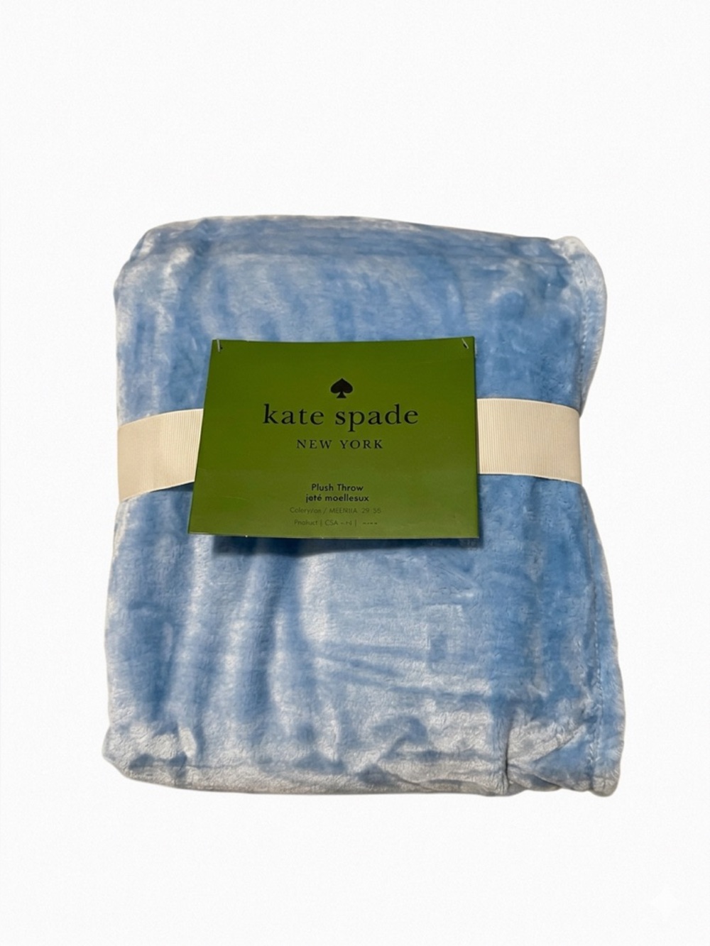 Kate Spade Plush Fleece Throw in Light Blue Color Bluebell 60” X 70” New